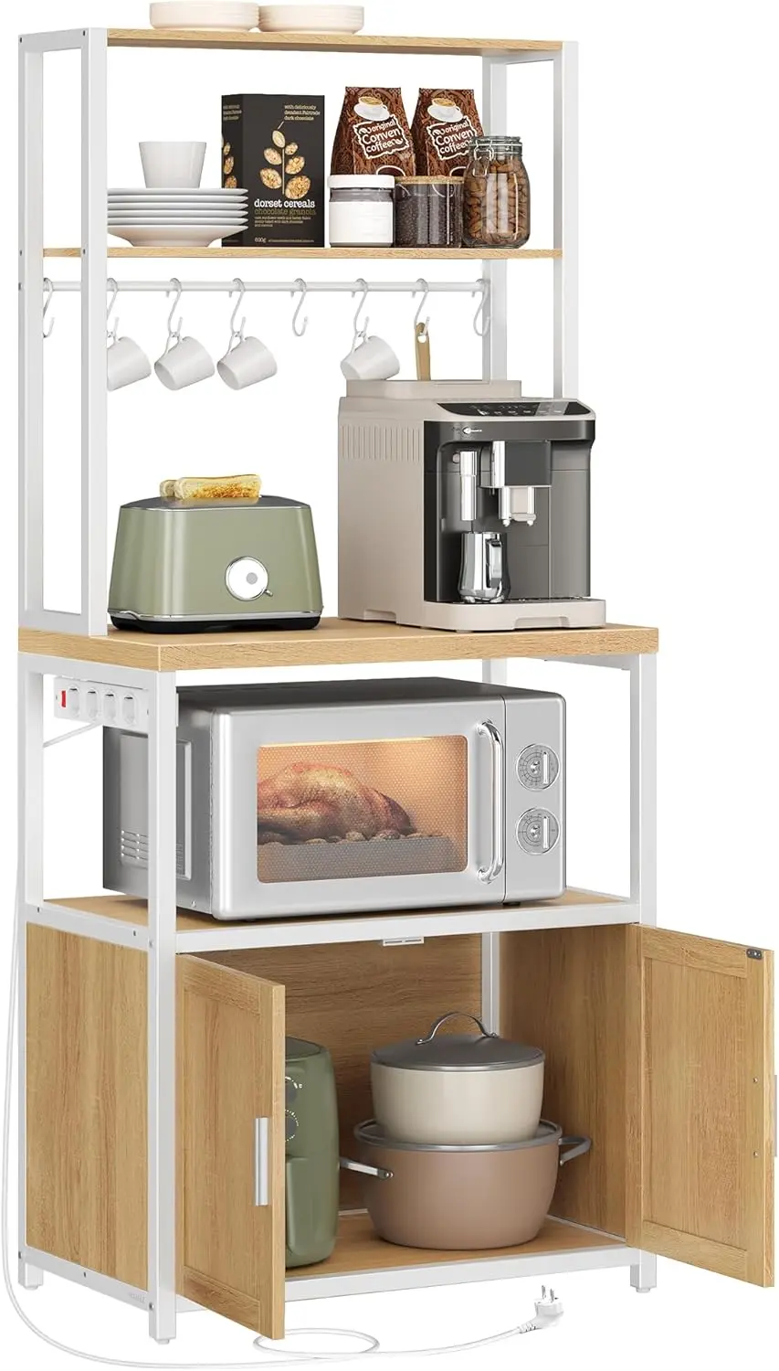 SONGMICS Kuchyňský regál Vasagle Nori 60 cm se zásuvkou bílý/hnědý