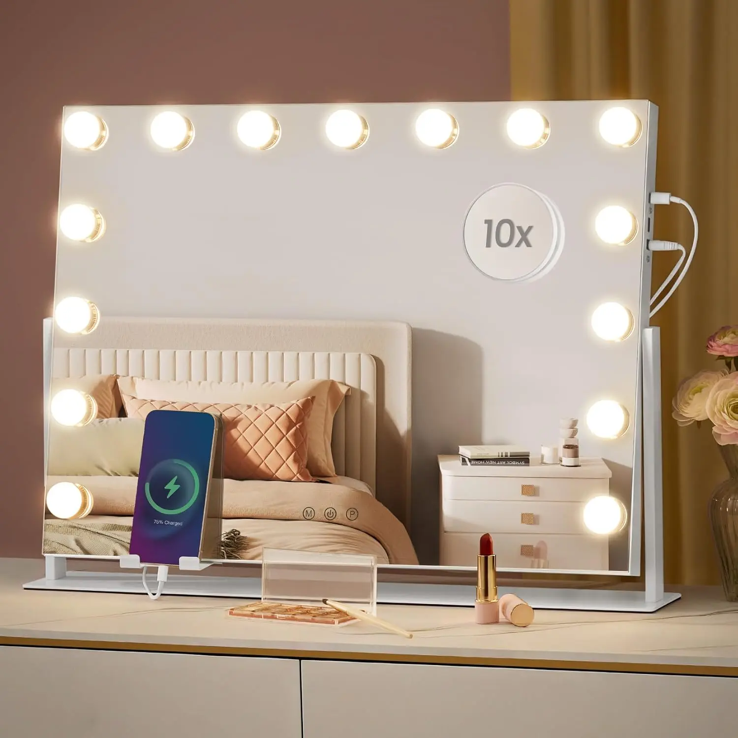SONGMICS Kosmetické zrcadlo Komis s LED osvětlením bílé