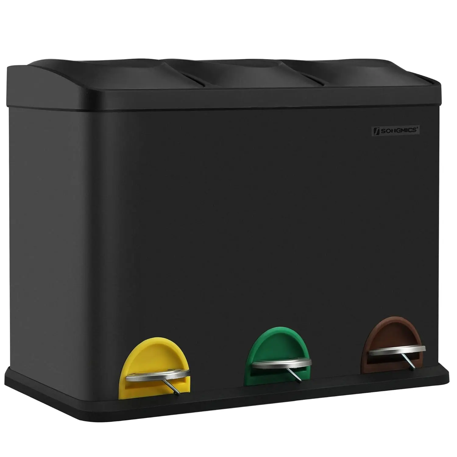 SONGMICS Koš na tříděný odpad Galipa 3x15 l černý