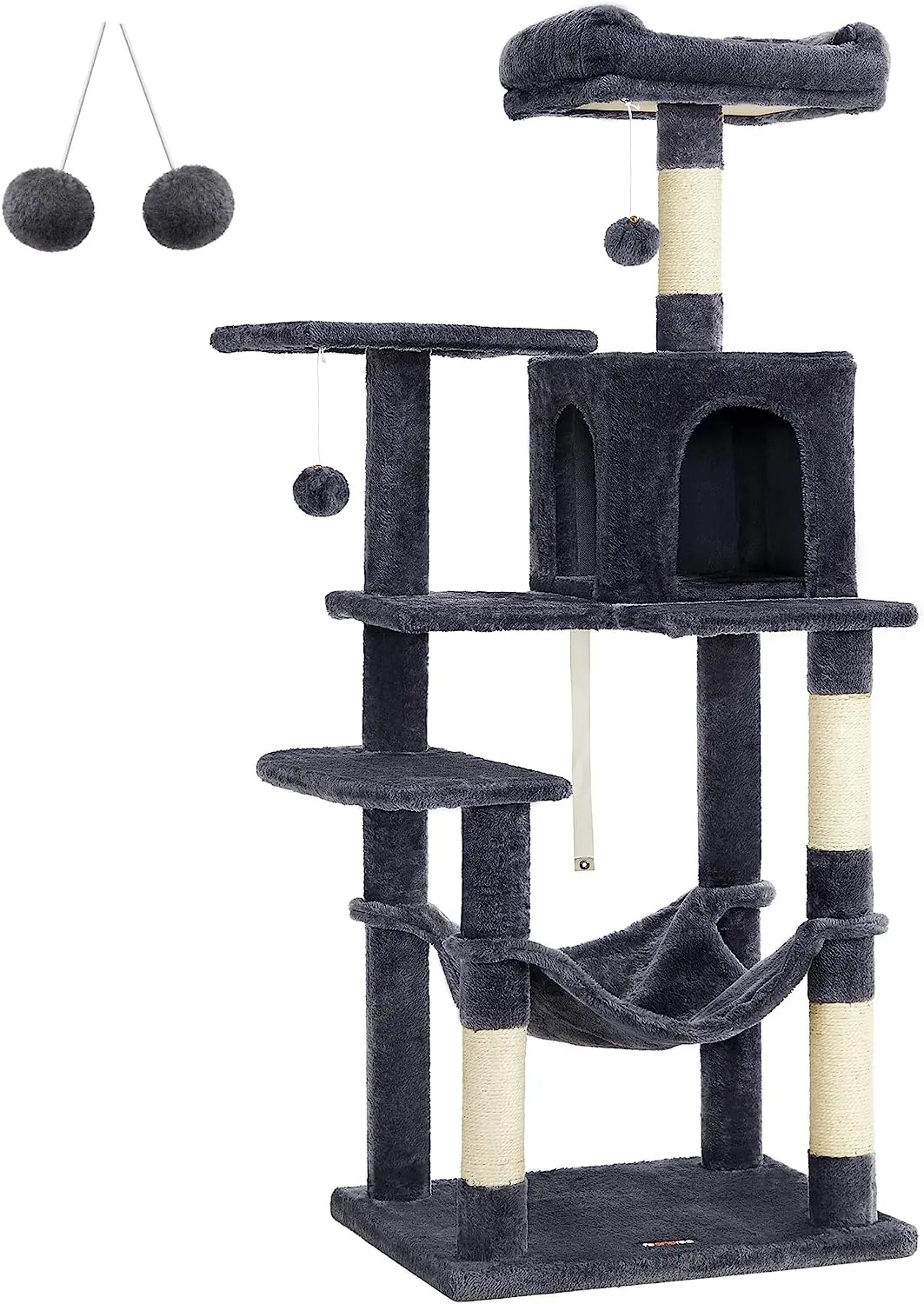 SONGMICS Kočičí škrabadlo Lupola II 143 cm tmavě šedé