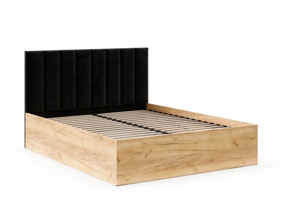 FDM Postel Grenada se zvedacím roštem Trinity černá/dub craft, velikost 140x200
