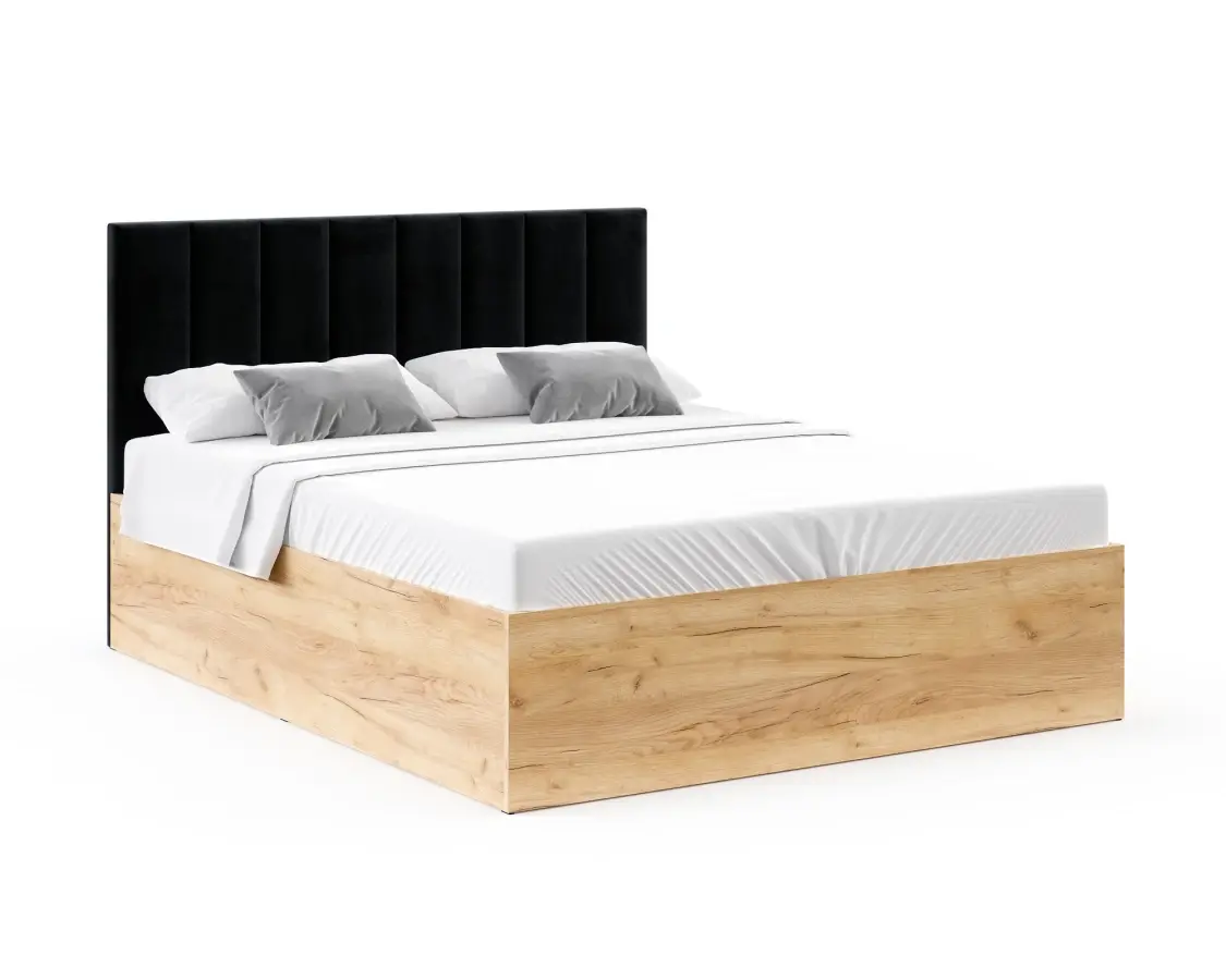 FDM Postel Grenada se zvedacím roštem Paris černá/dub craft, velikost 120x200