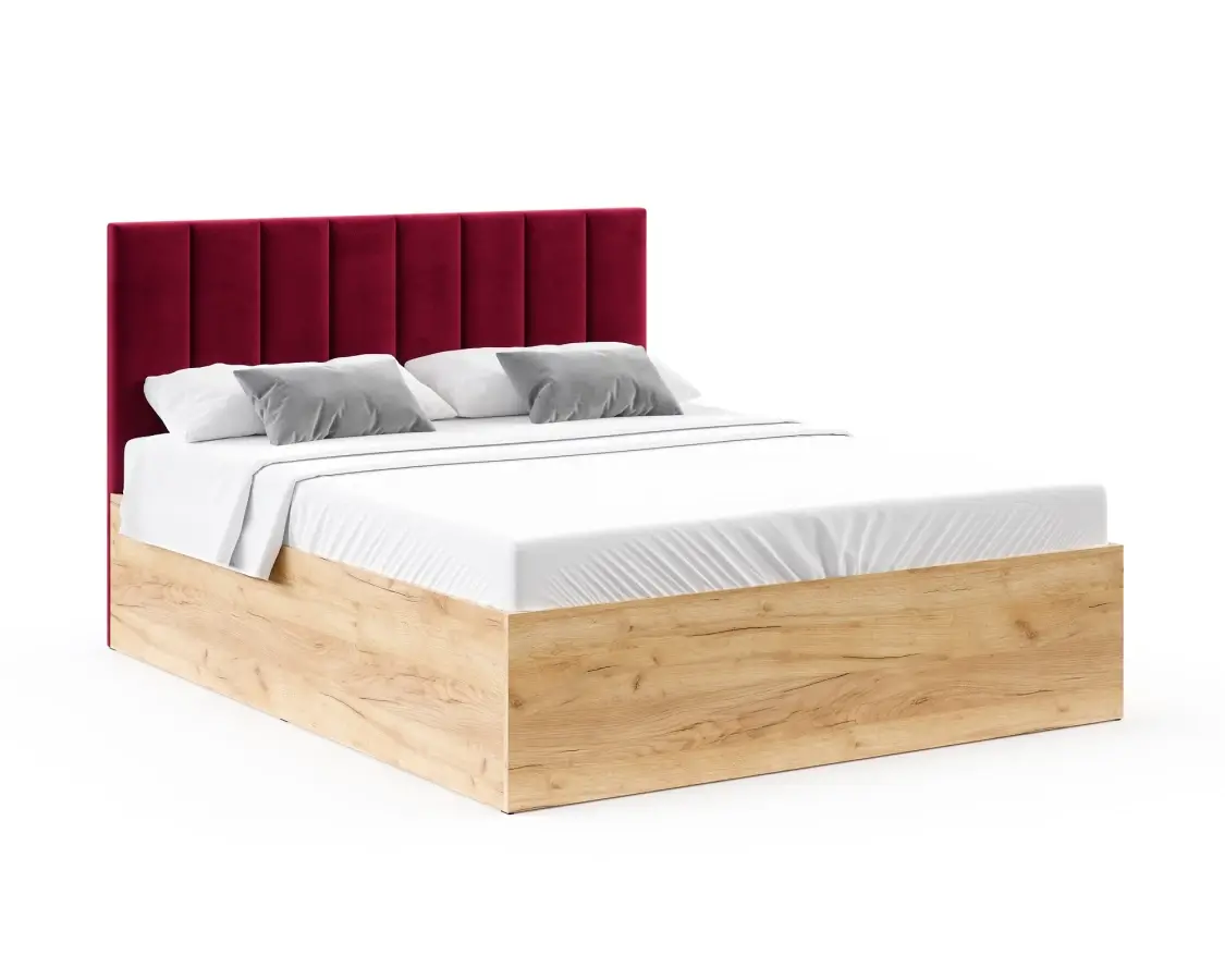 FDM Postel Grenada se zvedacím roštem Paris vínová/dub craft, velikost 160x200