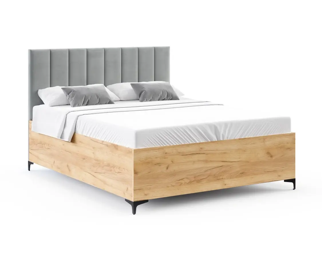 FDM Postel Sierra se zvedacím roštem Trinity šedá/dub craft, velikost 120x200