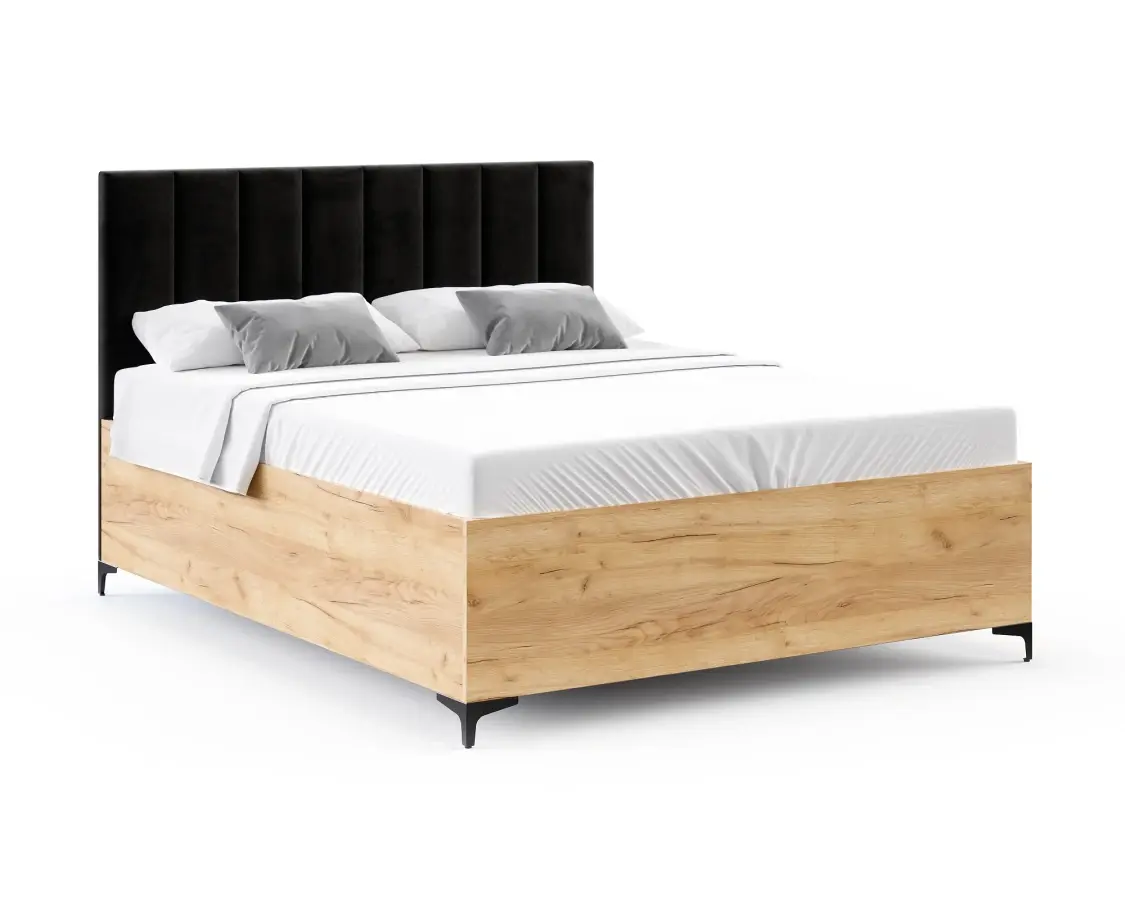 FDM Postel Sierra se zvedacím roštem Trinity černá/dub craft, velikost 140x200