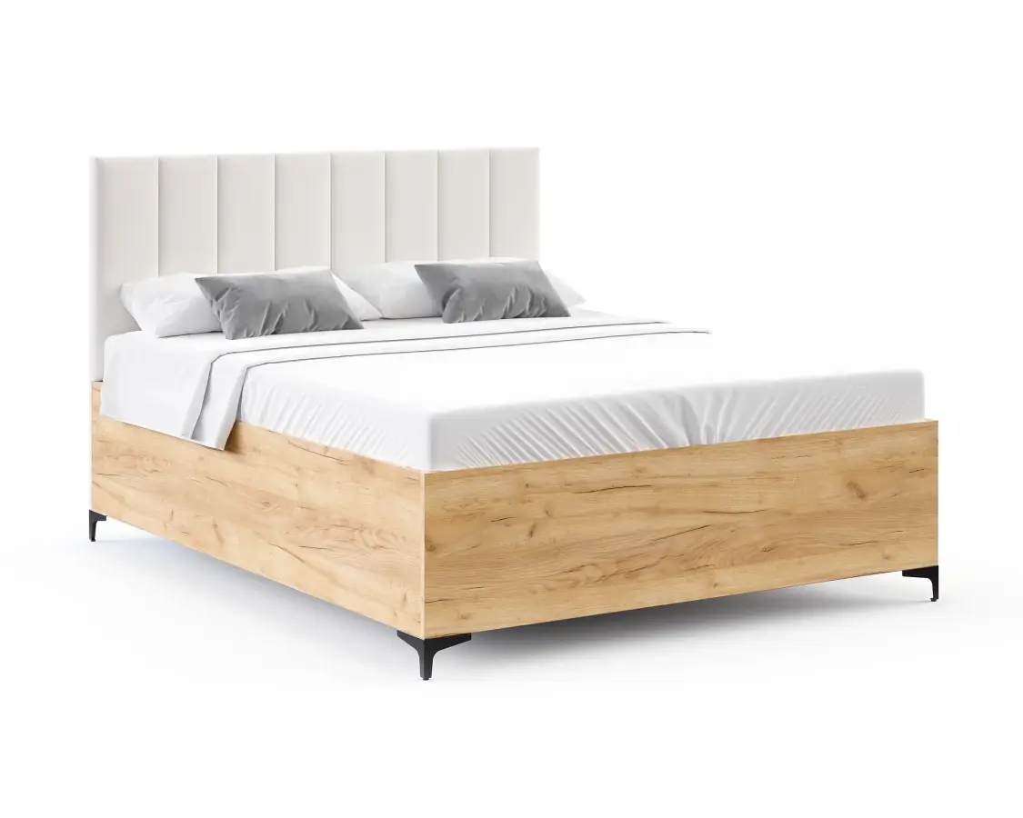 FDM Postel Sierra se zvedacím roštem Paris bílá/dub craft, velikost 120x200