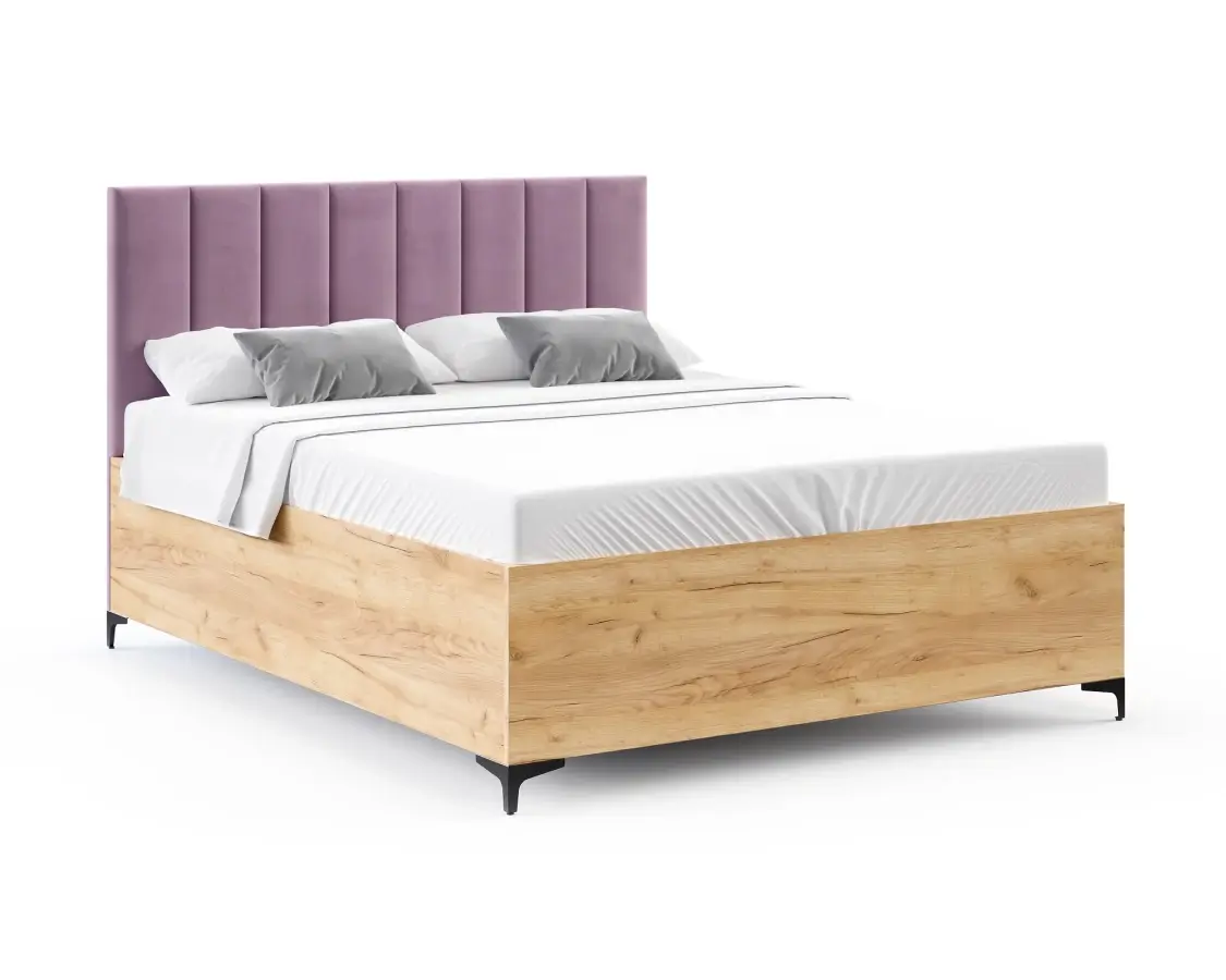 FDM Postel Sierra se zvedacím roštem Paris světle fialová/dub craft, velikost 180x200