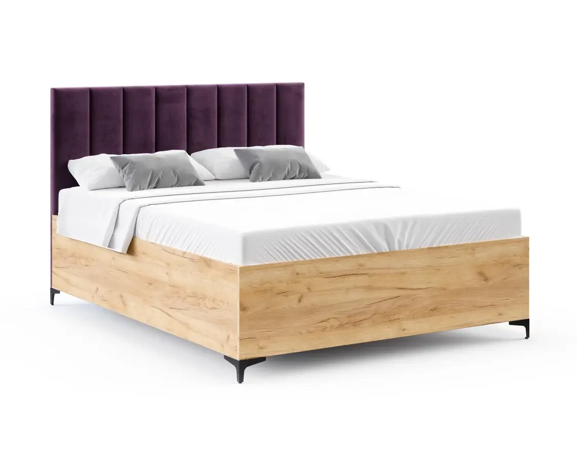 FDM Postel Sierra se zvedacím roštem Paris fialová/dub craft, velikost 120x200