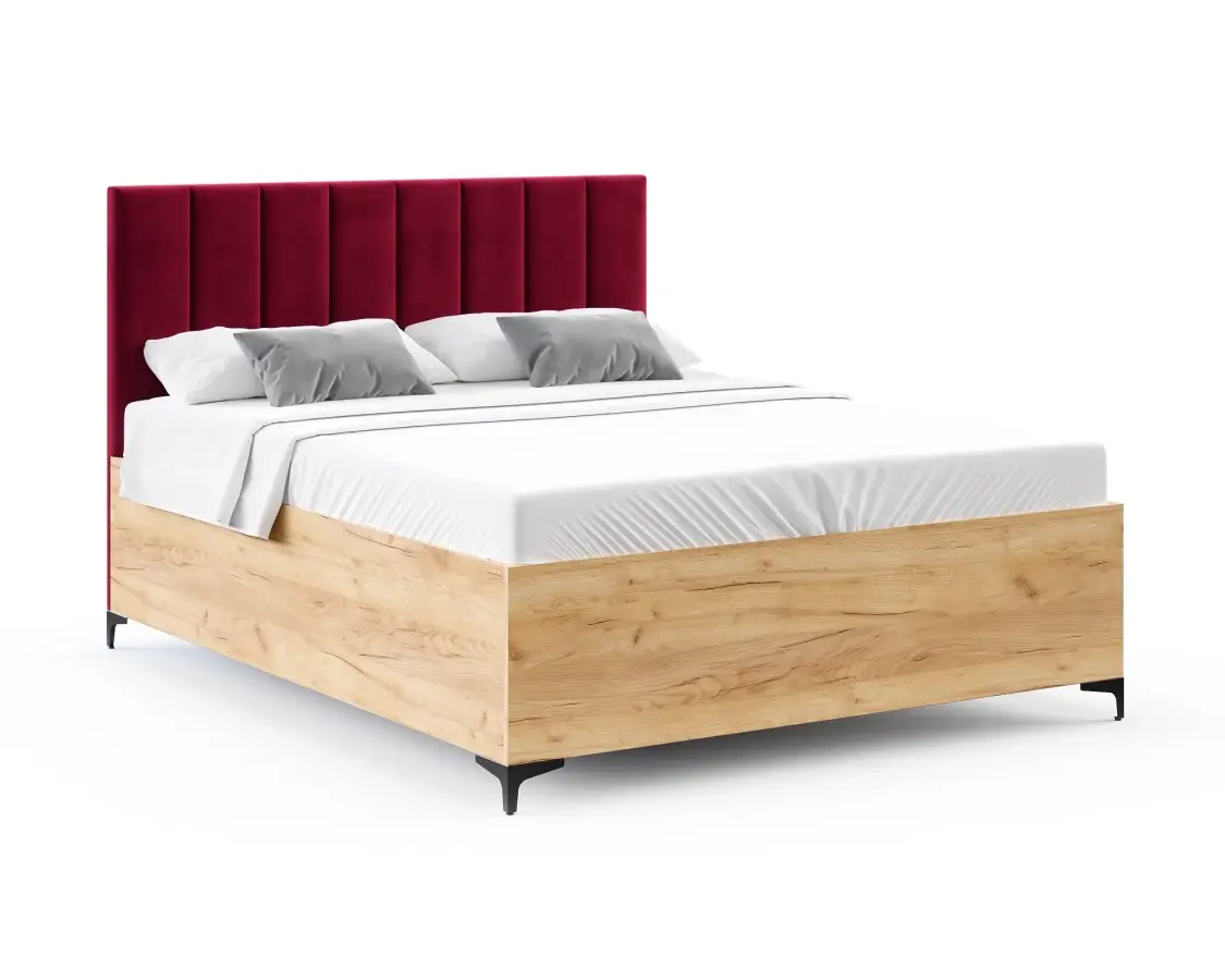 FDM Postel Sierra se zvedacím roštem Paris vínová/dub craft, velikost 120x200