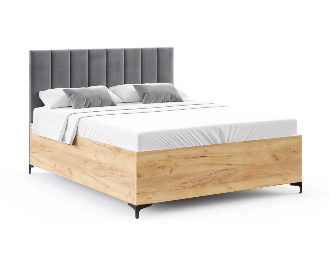 FDM Postel Sierra se zvedacím roštem Paris šedá/dub craft, velikost 120x200