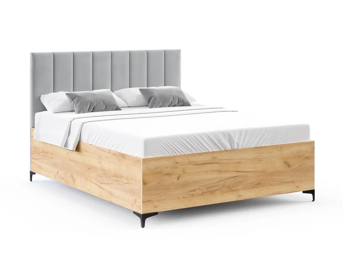 FDM Postel Sierra se zvedacím roštem Paris světle šedá/dub craft, velikost 160x200
