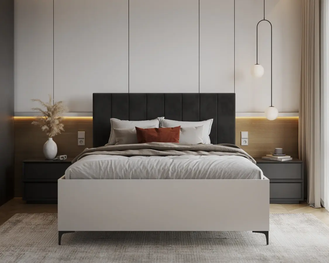 FDM Postel Sierra se zvedacím roštem Trinity černá/bílá, velikost 160x200
