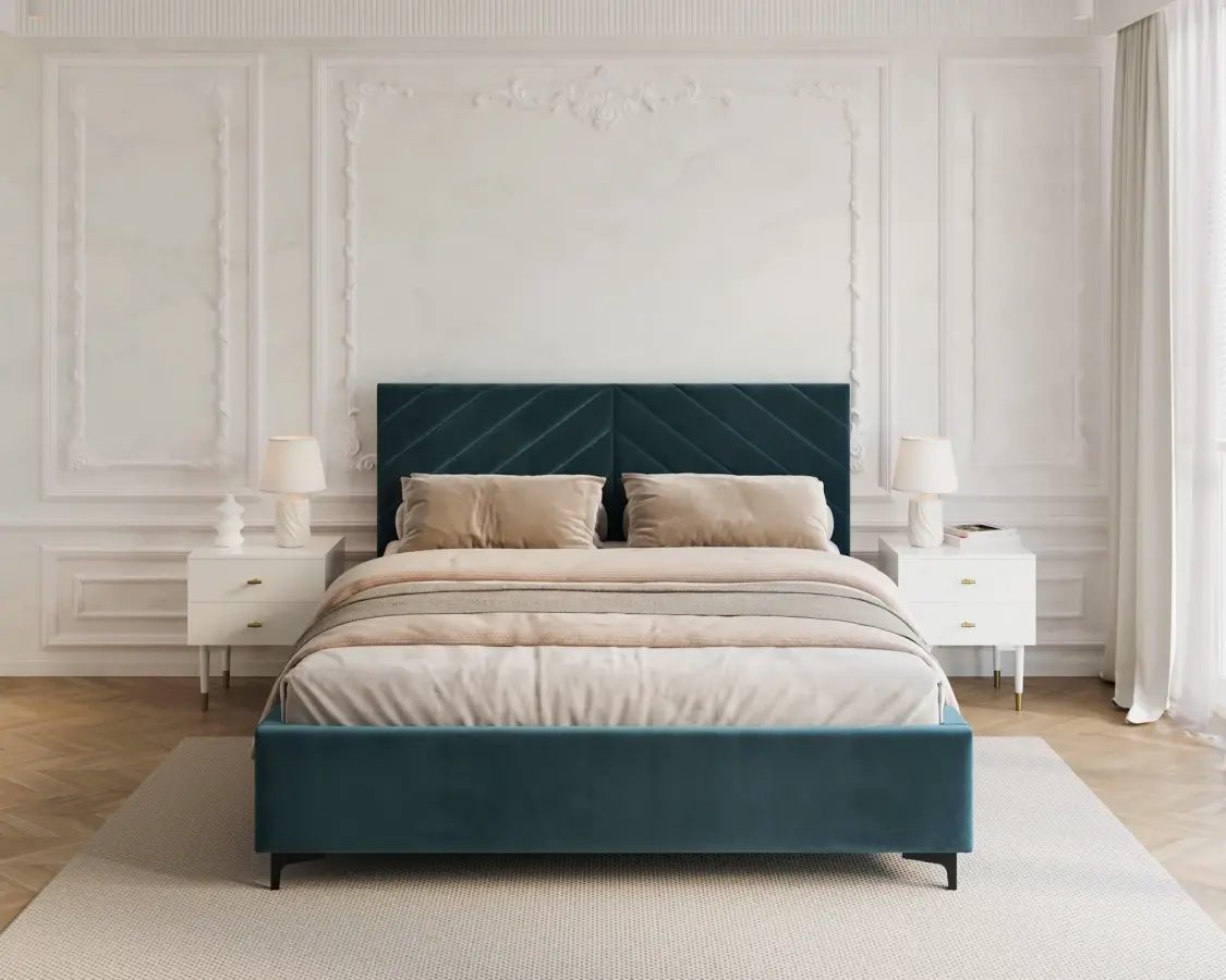 FDM Čalouněná postel Elegante se zvedacím roštem Paris námořnická modrá, velikost 180x200