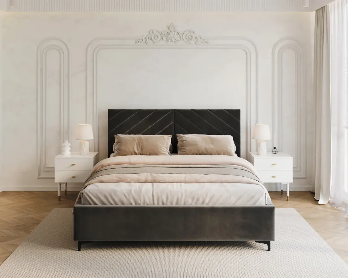 FDM Čalouněná postel Elegante se zvedacím roštem Paris antracit, velikost 140x200