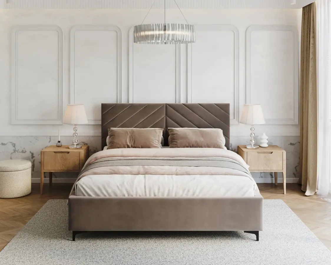 FDM Čalouněná postel Elegante se zvedacím roštem Paris šedo-hnědá, velikost
