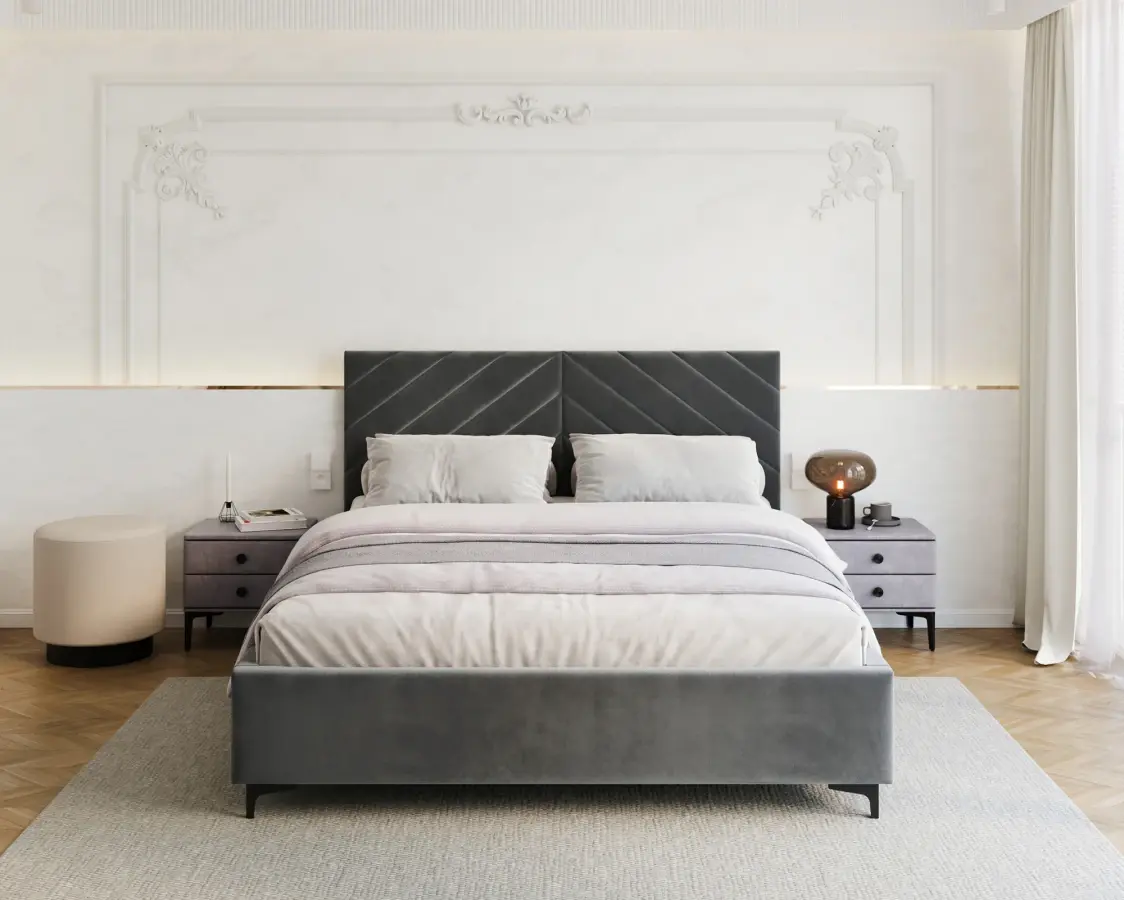 FDM Čalouněná postel Elegante se zvedacím roštem Paris šedá, velikost 90x200