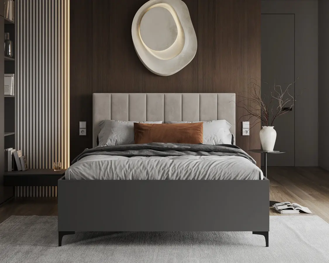 FDM Postel Sierra se zvedacím roštem Trinity krémová/šedá, velikost 180x200