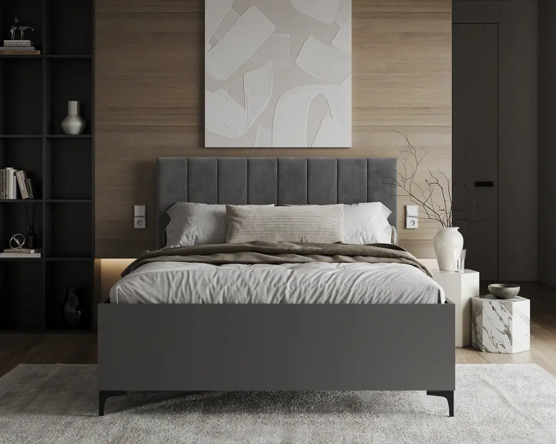 FDM Postel Sierra se zvedacím roštem Trinity grafitově šedá/šedá, velikost 120x200