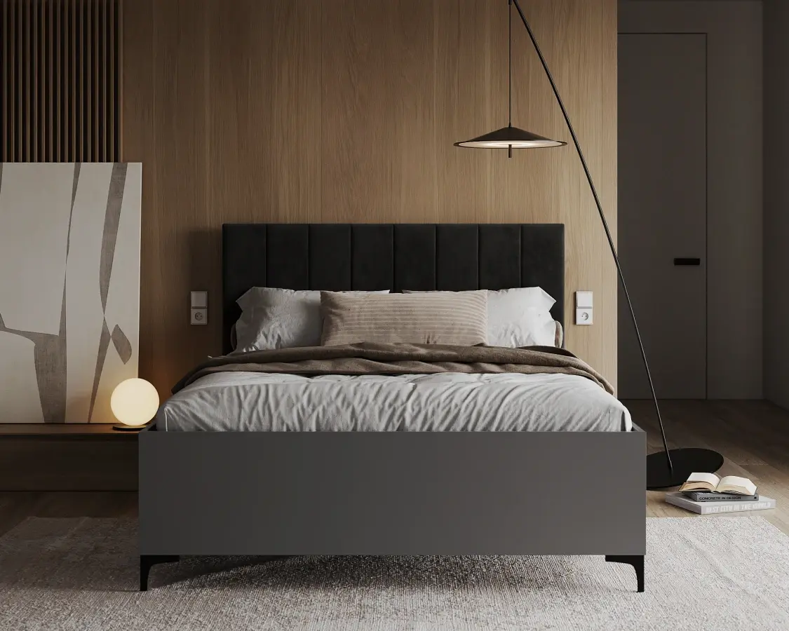 FDM Postel Sierra se zvedacím roštem Trinity černá/šedá, velikost 140x200