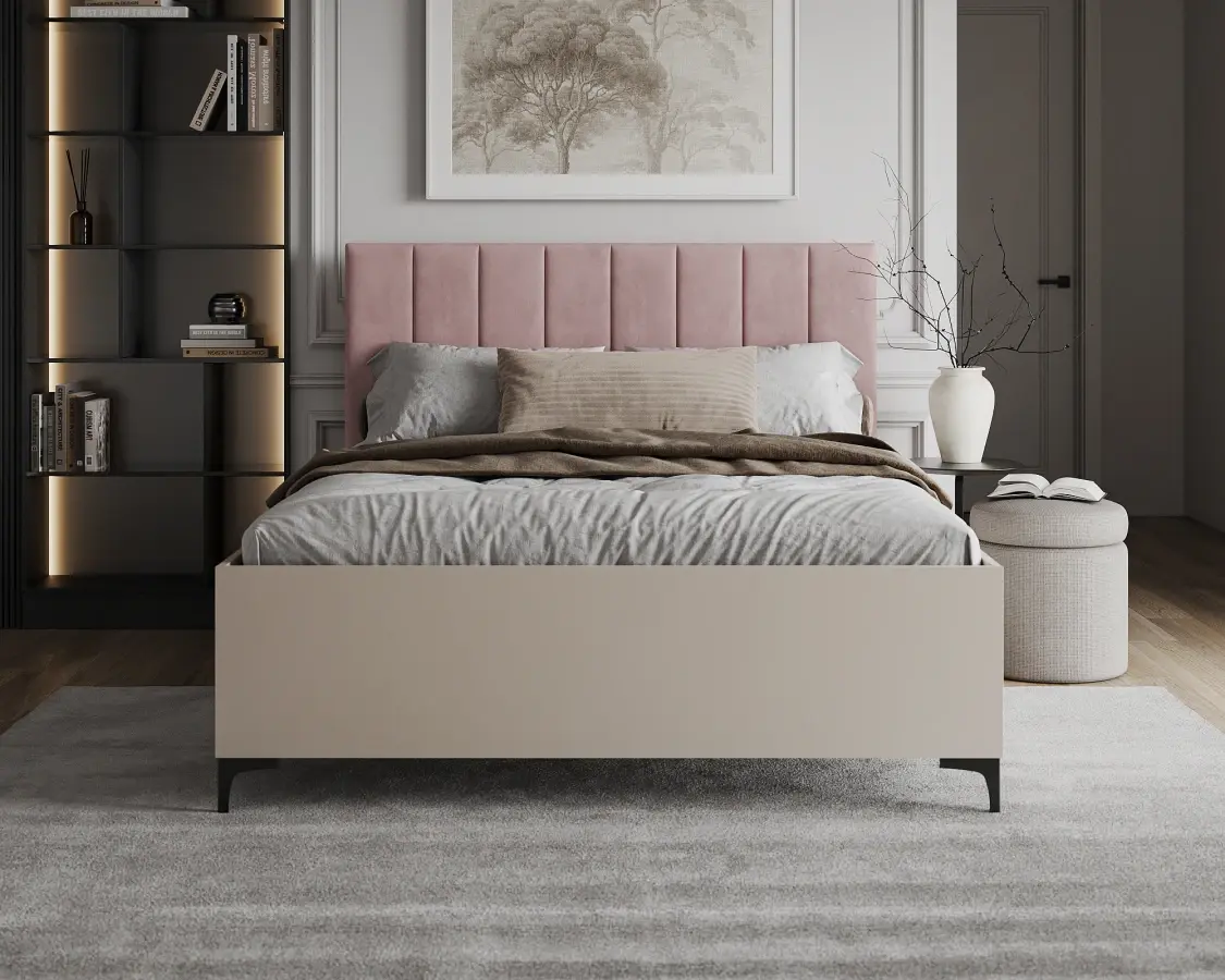 FDM Postel Sierra se zvedacím roštem Trinity pudrově růžová/kašmír, velikost 140x200