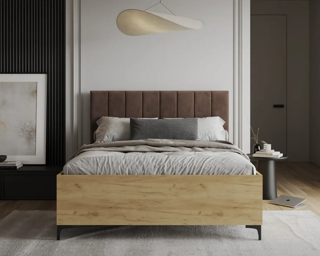 FDM Postel Sierra se zvedacím roštem Trinity hnědá/dub craft, velikost 180x200