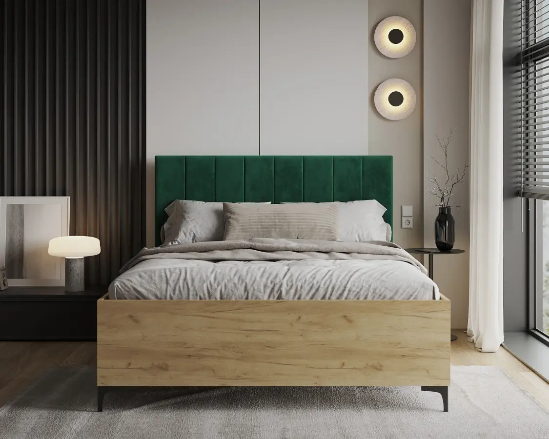 FDM Postel Sierra se zvedacím roštem Trinity lahvově zelená/dub craft, velikost 120x200