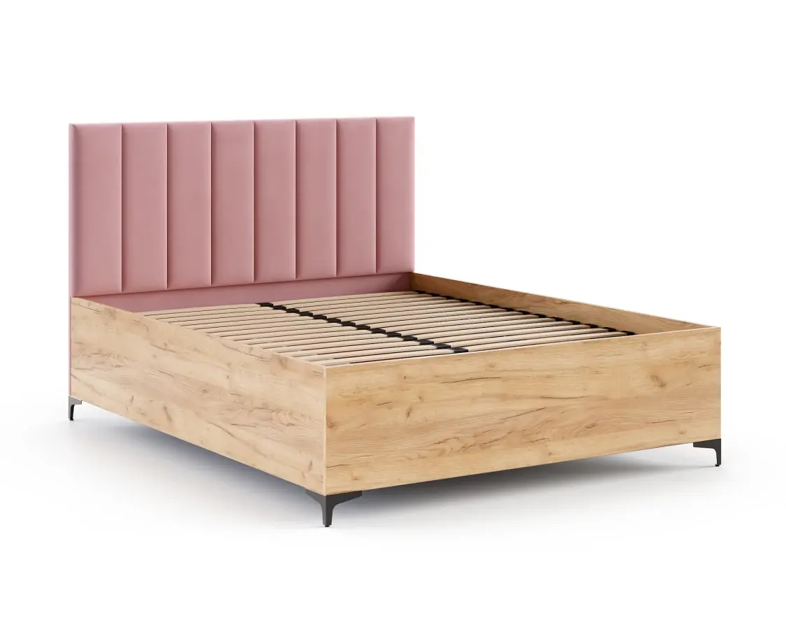 FDM Postel Sierra se zvedacím roštem Paris růžová/dub craft, velikost 120x200