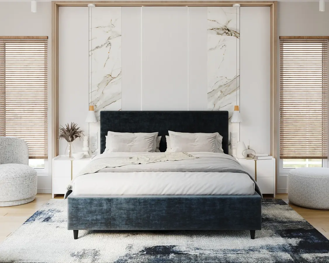 FDM Čalouněná postel Line Plus se zvedacím roštem Nano Velvet denim, velikost 120x200