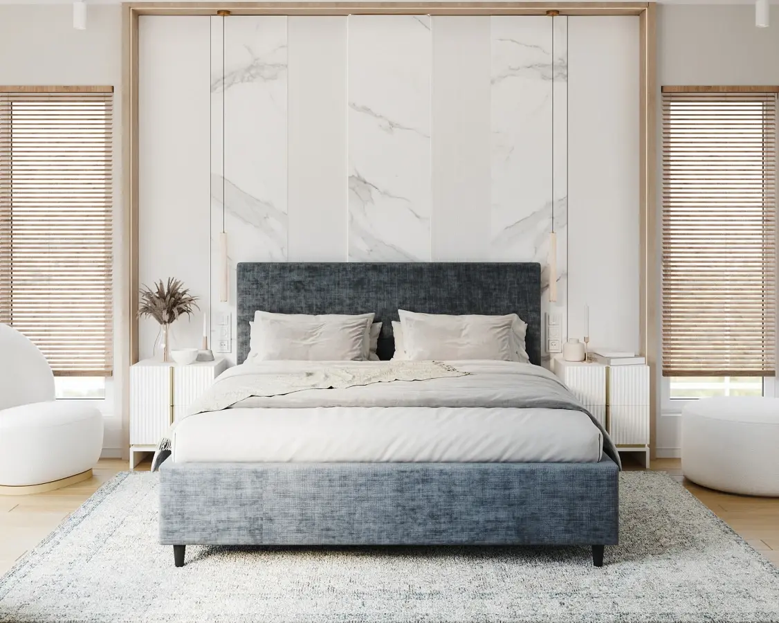 FDM Čalouněná postel Line Plus se zvedacím roštem Nano Velvet modrá, velikost 200x200