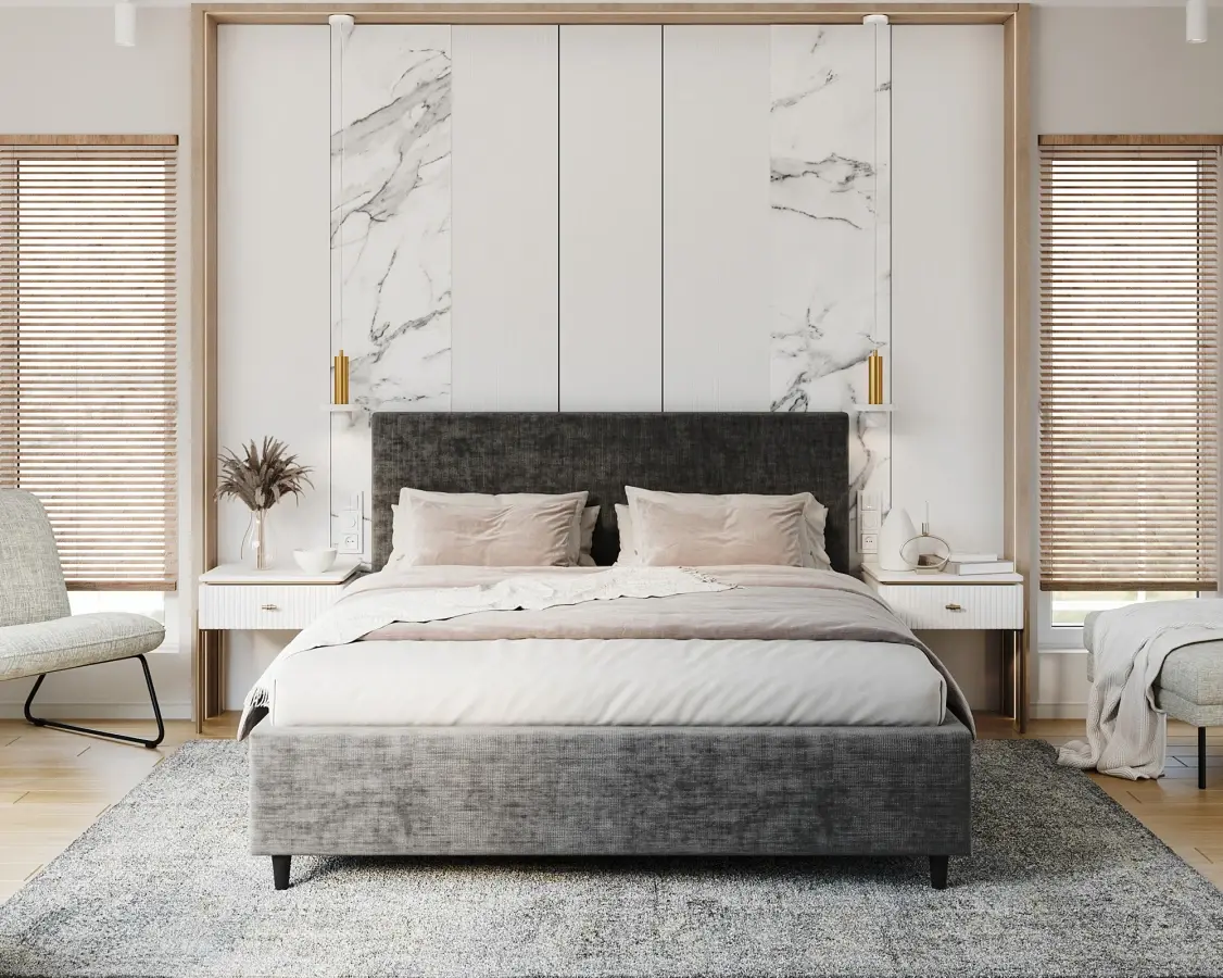 FDM Čalouněná postel Line Plus se zvedacím roštem Nano Velvet grafitově šedá, velikost 160x200