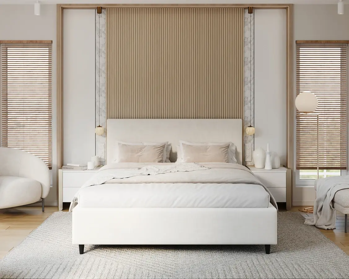 FDM Čalouněná postel Line Plus se zvedacím roštem Nano Velvet smetanově bílá, velikost 180x200