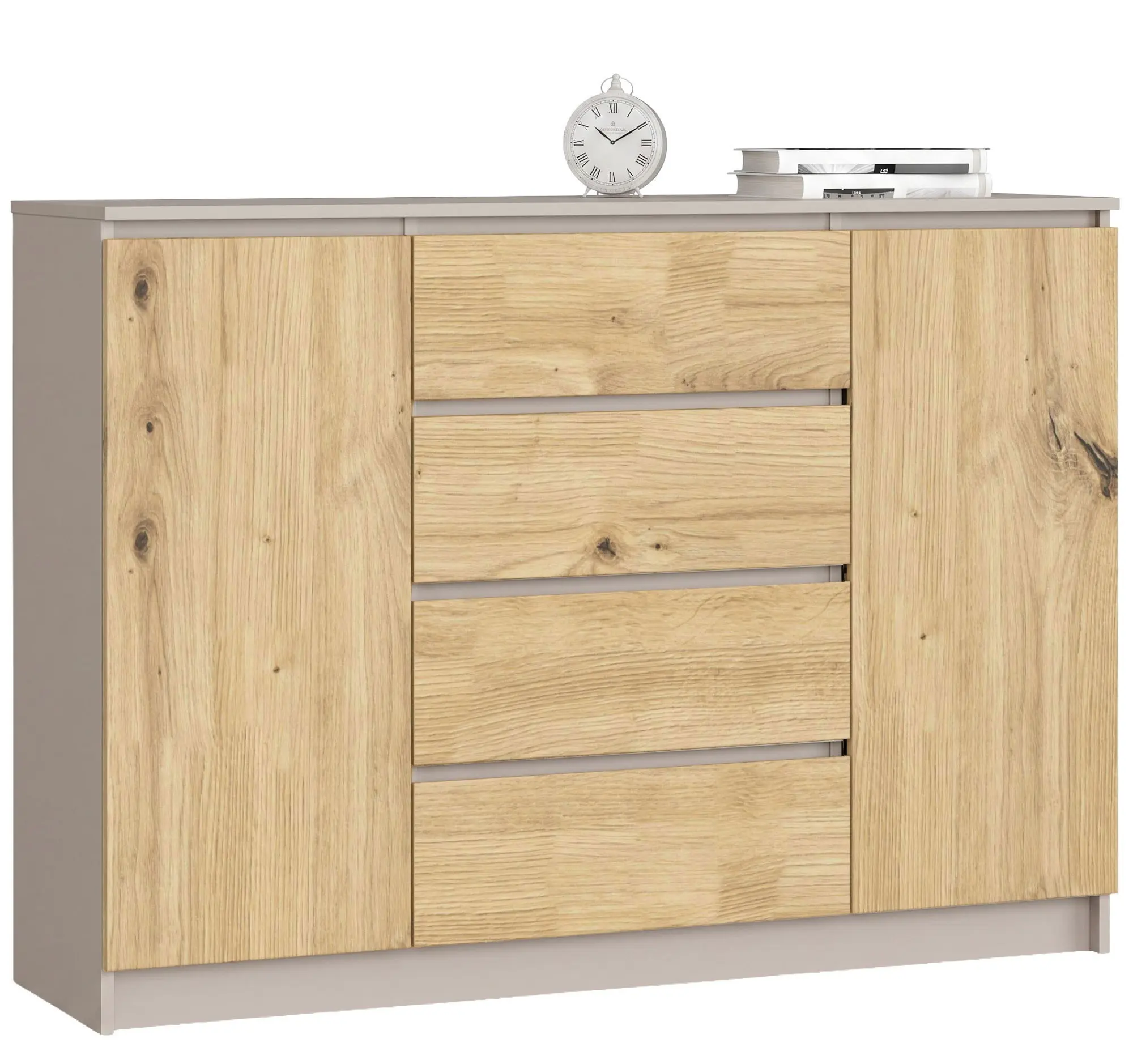 Ak furniture Komoda CLP K140 2D 4SZ 138 cm kašmír/dub Artisan