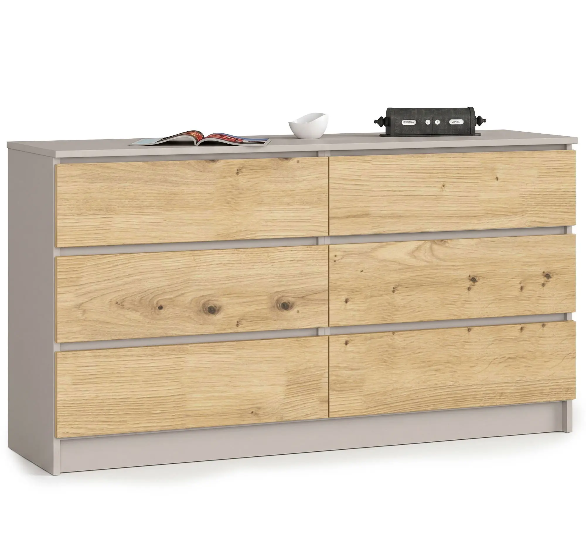 Ak furniture Komoda CLP 6SZ 140 cm kašmír/dub Artisan
