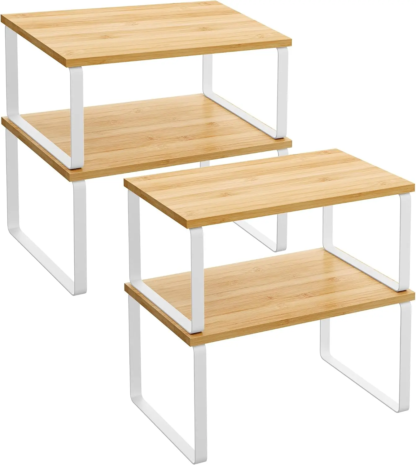 SONGMICS Sada 4 ks kuchyňských polic Mojer světle hnědá/bílá