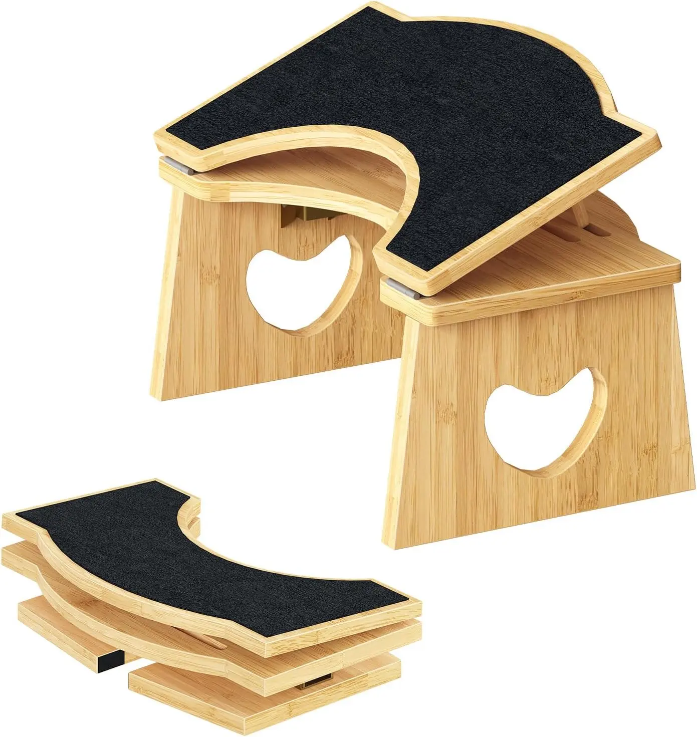 VASAGLE Bambusová skládací stolička na toaletu Heart 37,5 cm hnědá