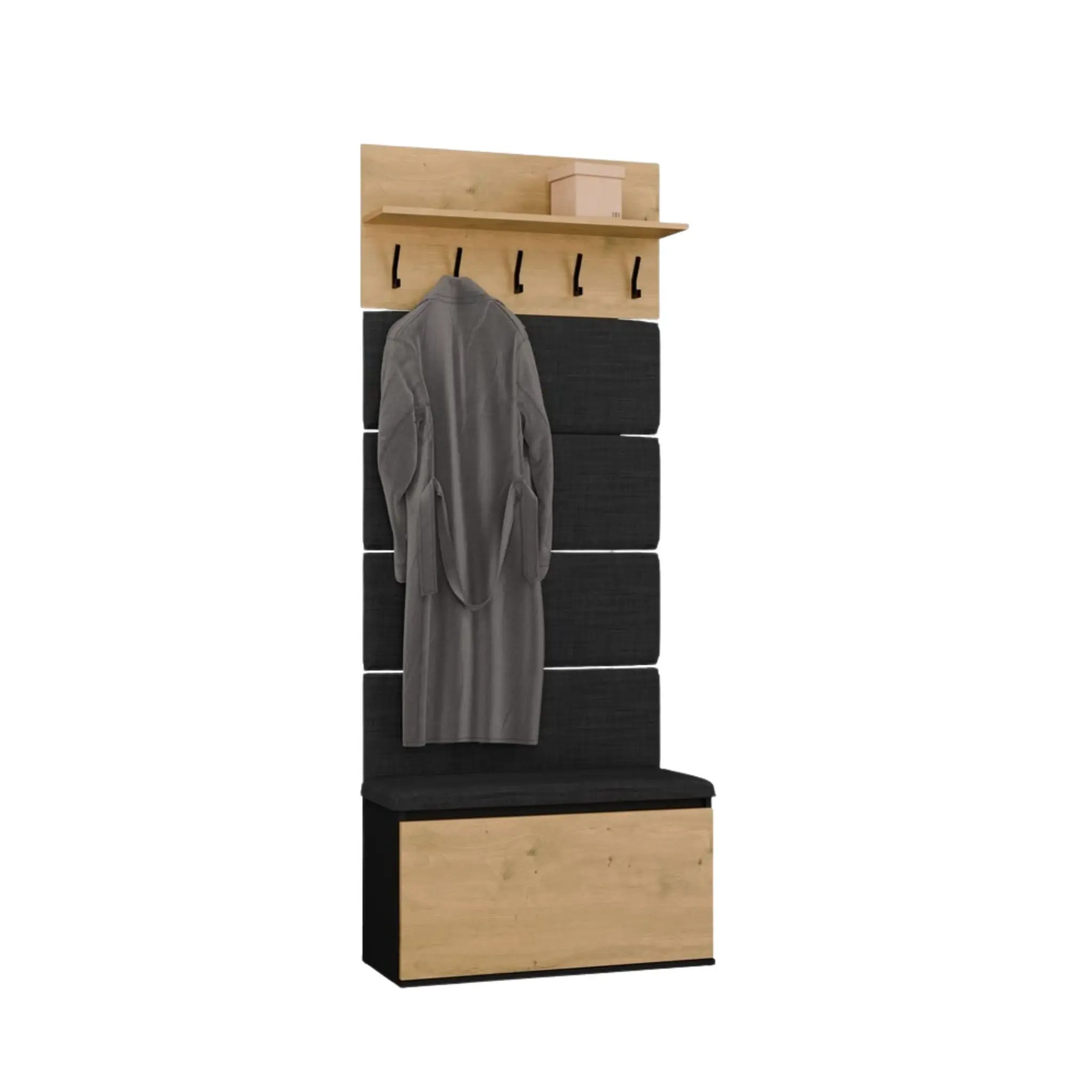 TP Living Předsíňová stěna Lior 80 cm černá/dub Artisan II