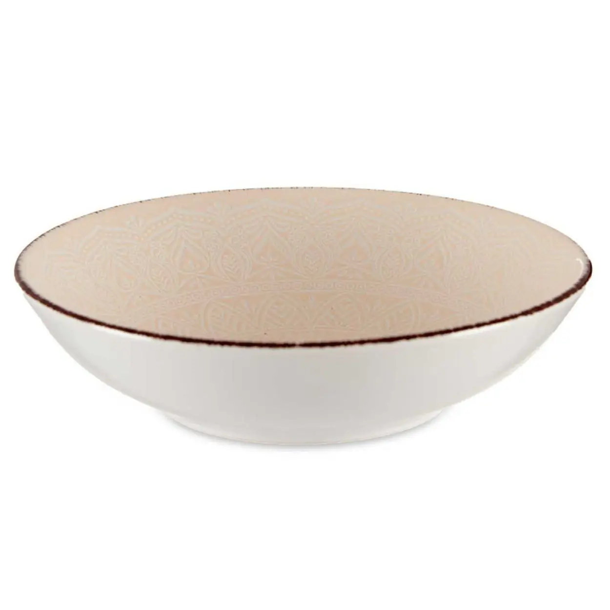 VESSIA Hluboký kameninový talíř MANDALA 20 cm béžový