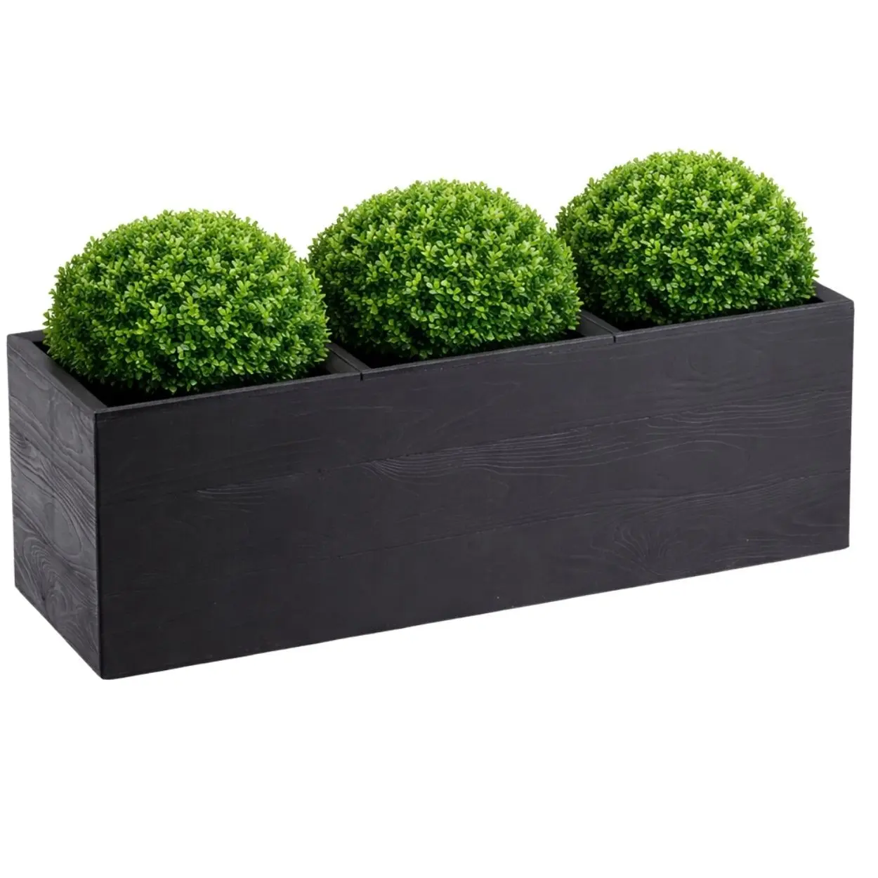 HowHomely Květináč na kolečkách BETONIQUE 90x30 cm černé dřevo