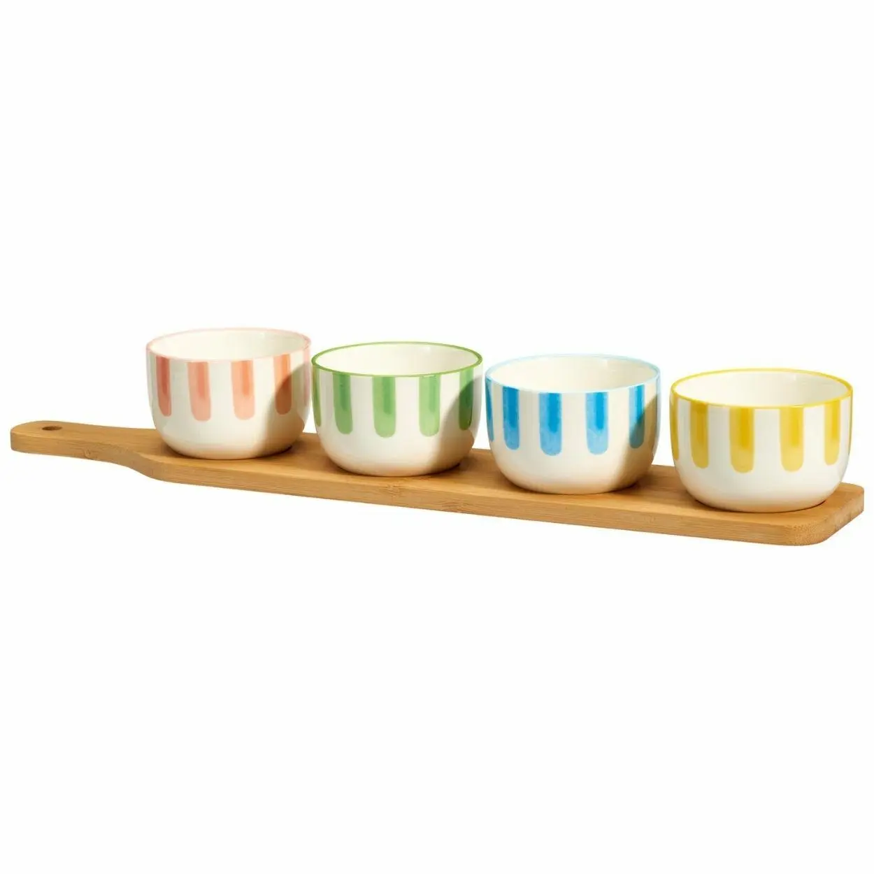 HowHomely Servírovací sada 5 ks Sunny Stripes hnědá/vícebarevná II