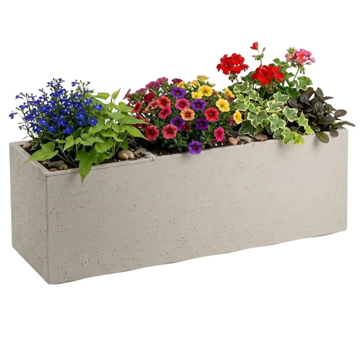 HowHomely Květináč na kolečkách BETONIQUE 90x30 cm béžový