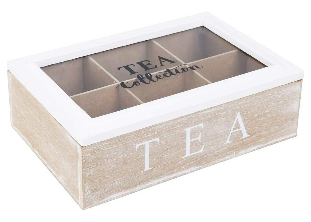 Excellent Houseware Organizér na čaj Herbate hnědý/bílý