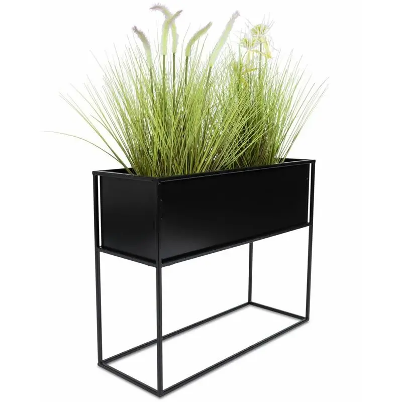 HowHomely Květináč na stojanu KAART 50 cm černý