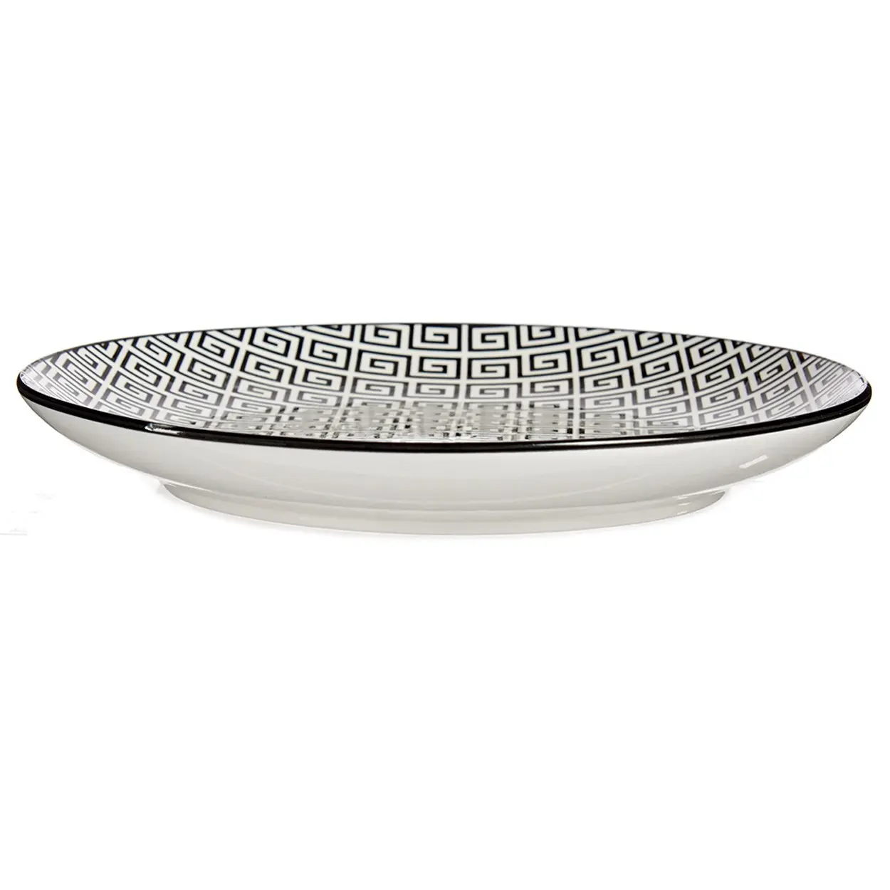 VESSIA Mělký porcelánový talíř GEOMETRICO 24 cm bílý/černý