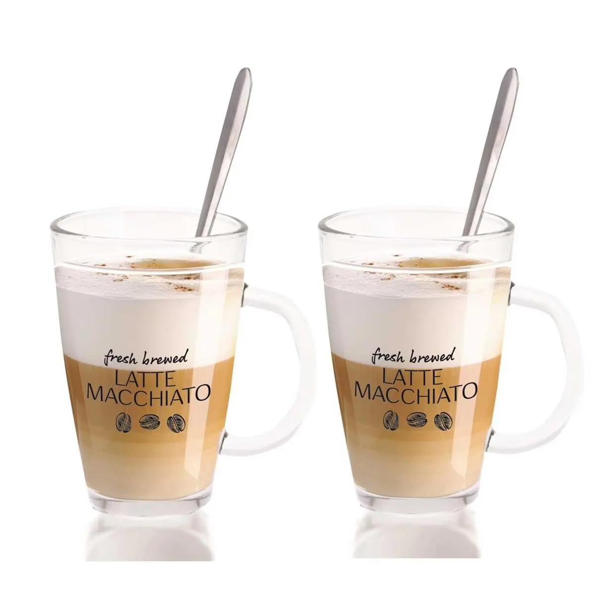 Excellent Houseware Sada 2 sklenic se lžičkou Latte 300 ml