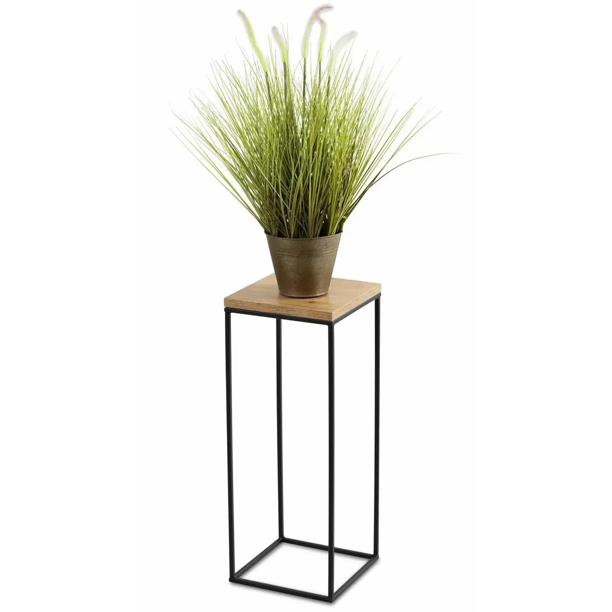 HowHomely Květinový stojan CHARR 60 cm černý/dub lancelot