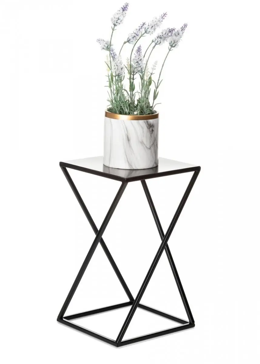 HowHomely Stojan na květiny LOFT I černý 40 cm