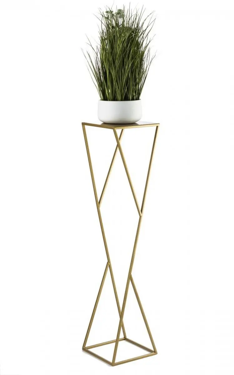 HowHomely Stojan na květiny LOFT I zlatý 100 cm