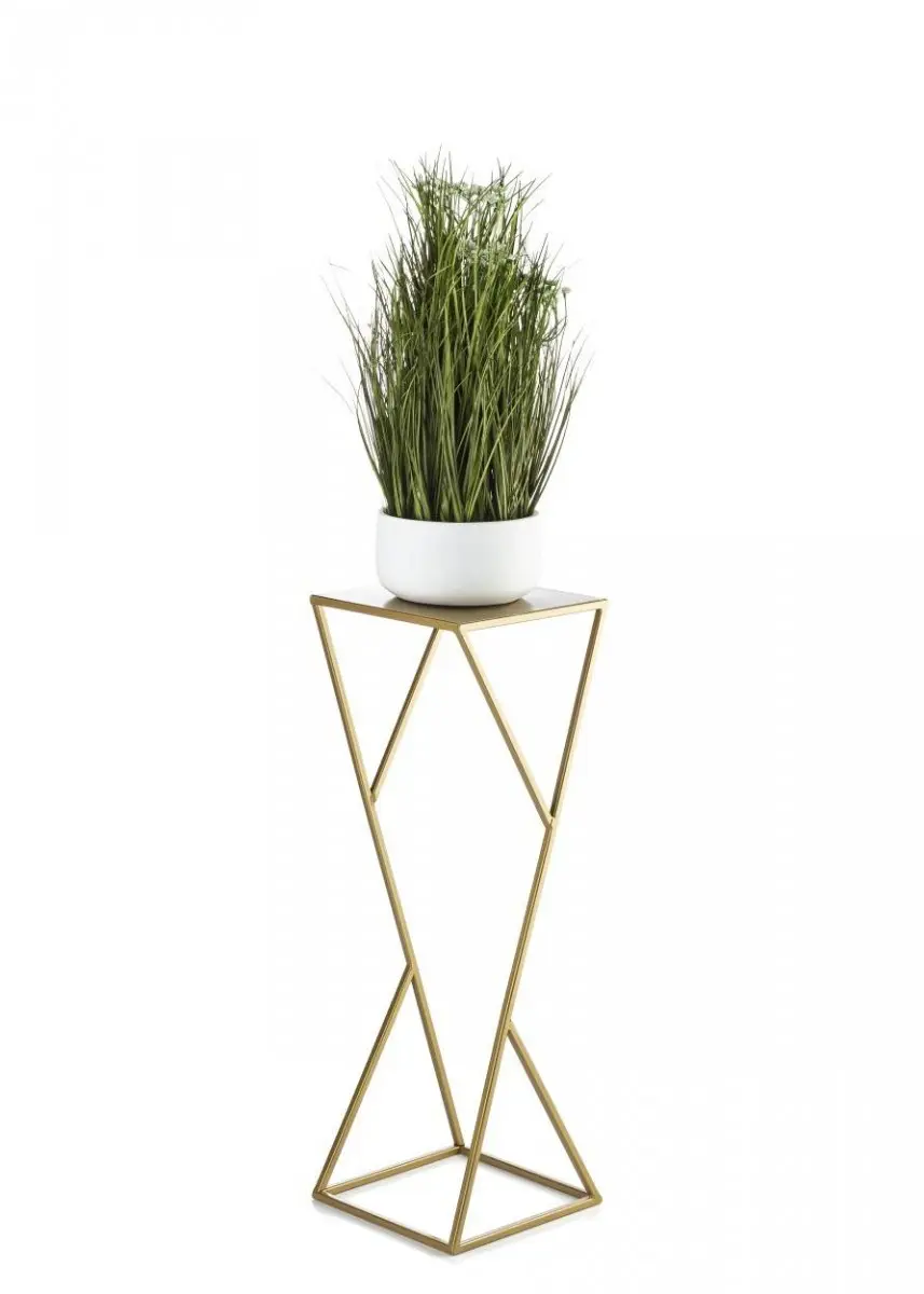 HowHomely Stojan na květiny LOFT 70 cm zlatý