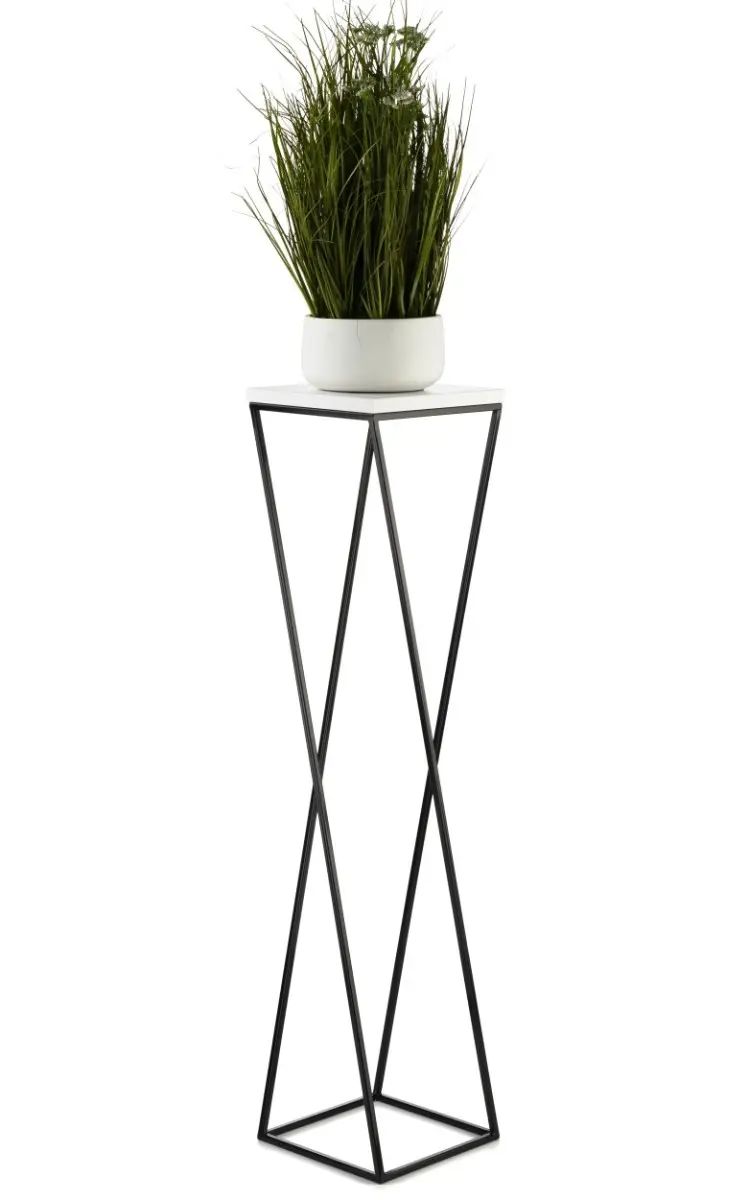 HowHomely Květinový stojan LOFT I 100 cm černý/bílý