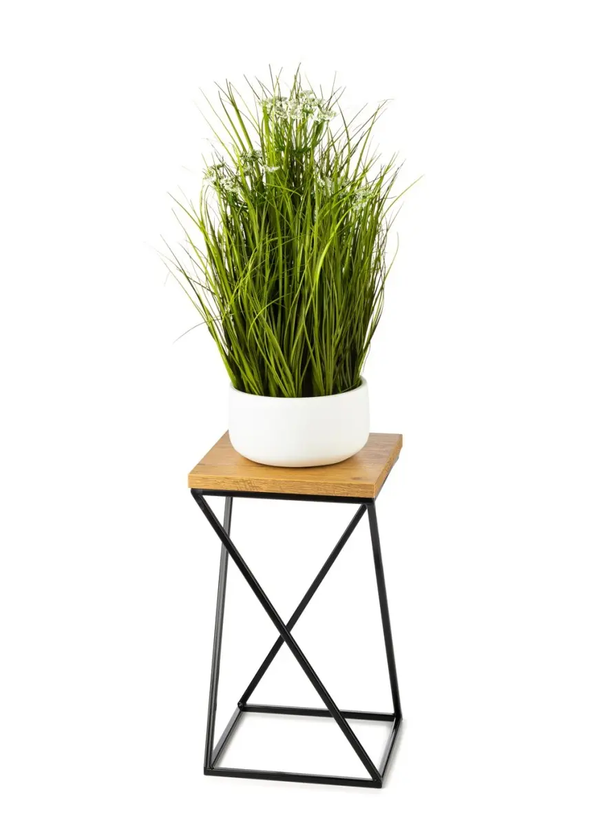 HowHomely Květinový stojan LOFT III 40 cm černý/dub lancelot